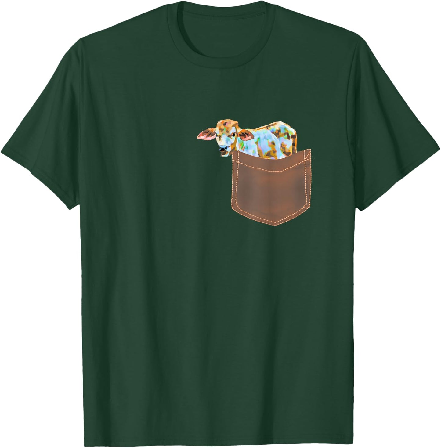Cow Shirt - Calf in Pocket Shirt Men Women Kids Cow Lovers T-Shirt - T-Shirt | Forest