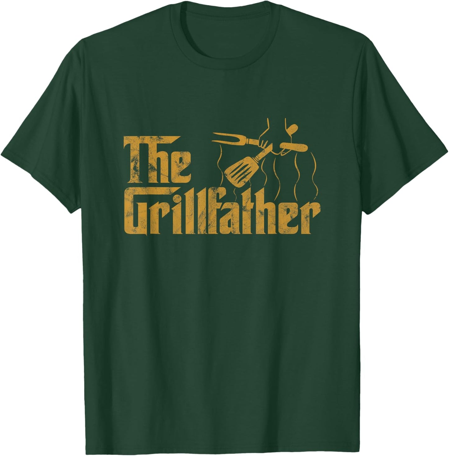 Vintage The Grillfather BBQ Grill & Smoker | Barbecue Chef T-Shirt - T-Shirt | Forest