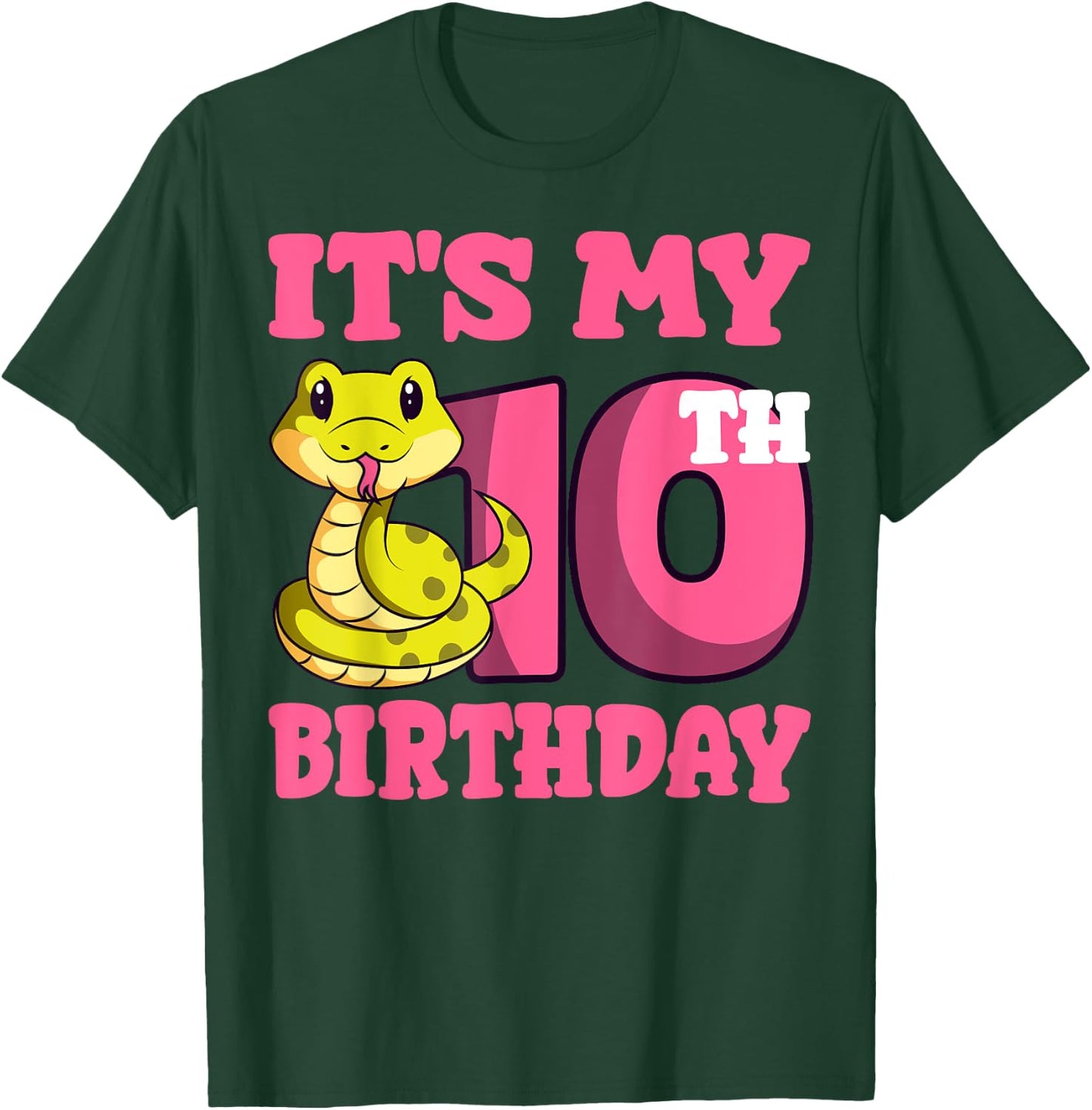 Snake 10th Birthday Reptile Lover Wildlife Serpent Zookeeper T-Shirt - T-Shirt | Forest