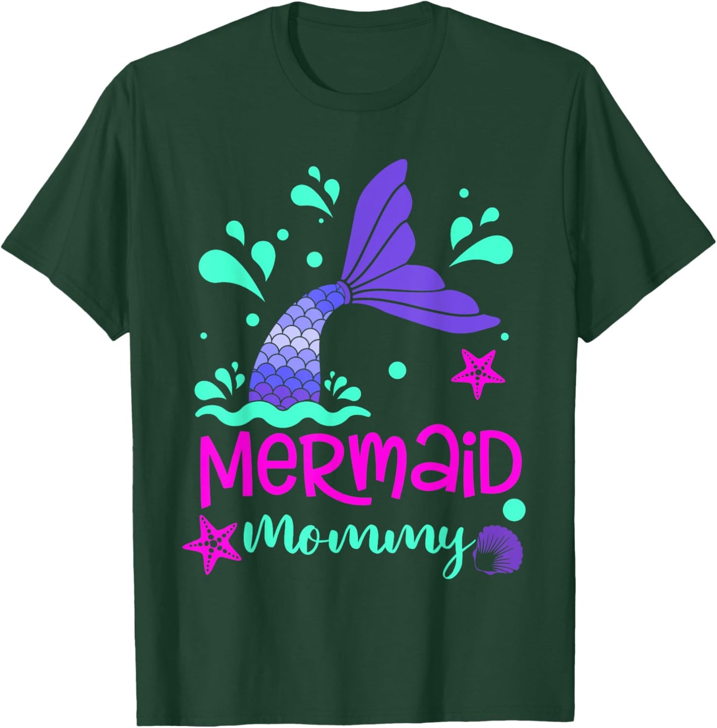 Mermaid Mommy Party Matching Birthday Women Mom Mama Family T-Shirt - T-Shirt | Forest