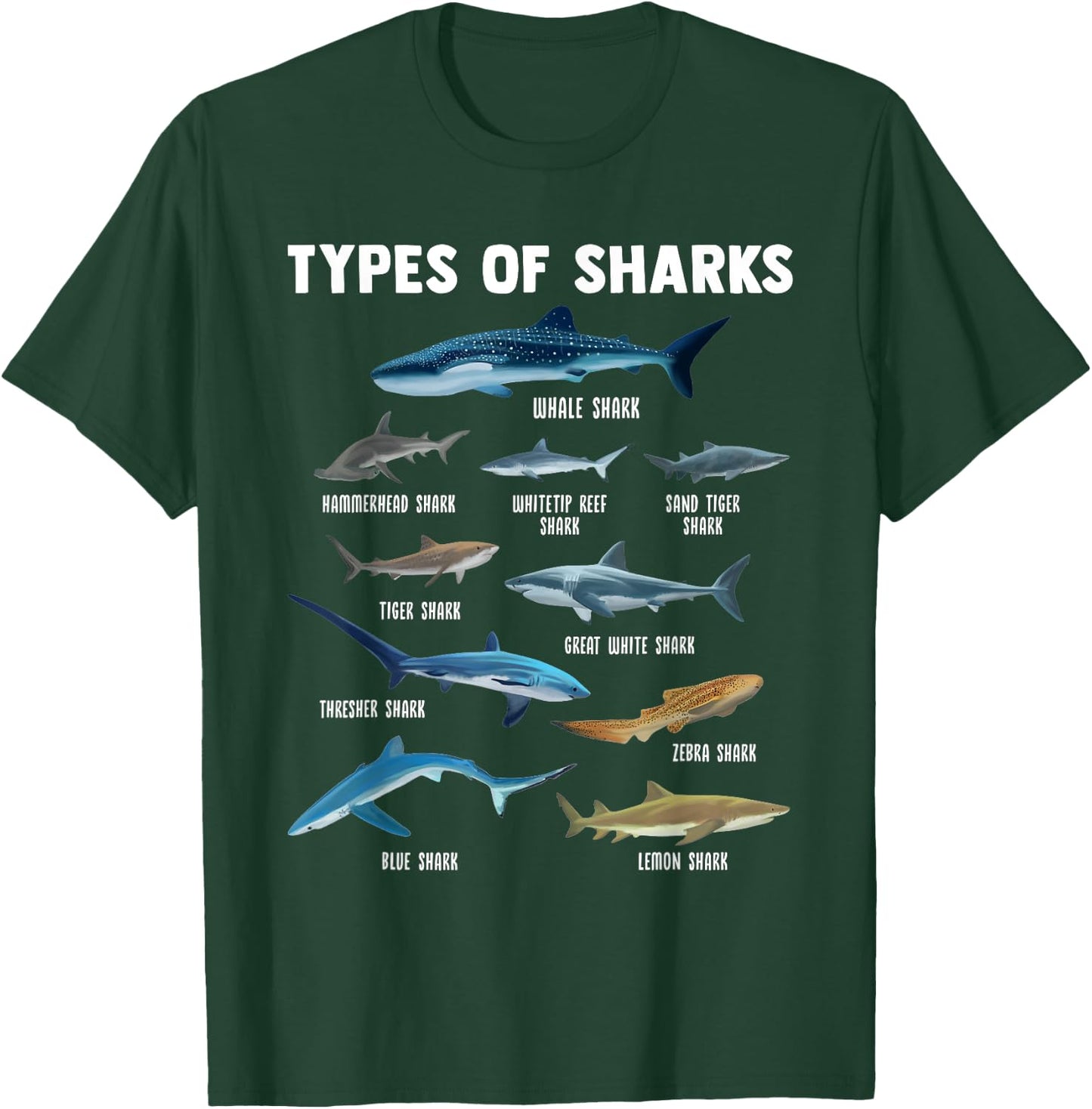 Types of shark shark T-Shirt - T-Shirt | Forest