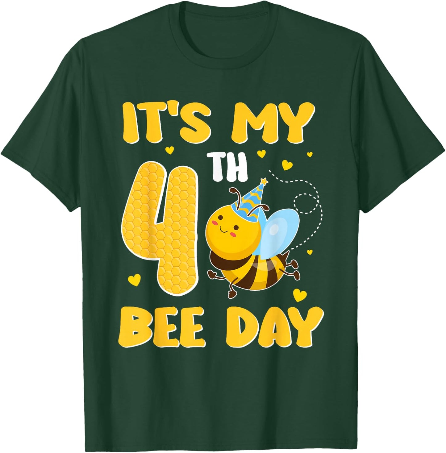 It's My 4 Year Old Birthday Bee Day 4th Party T-Shirt - T-Shirt | Forest