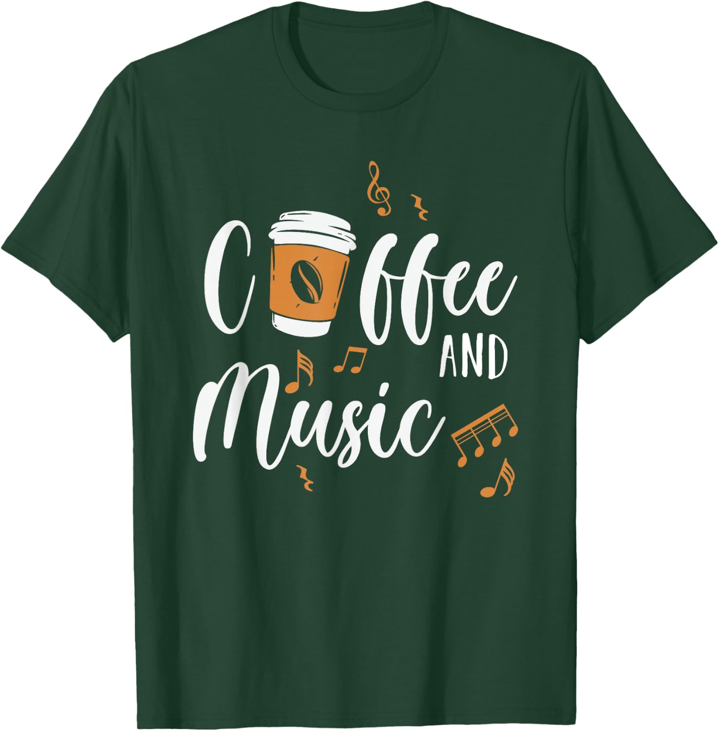 Caffeine Lover Music Makes Happy Coffee And Music T-Shirt - T-Shirt | Forest