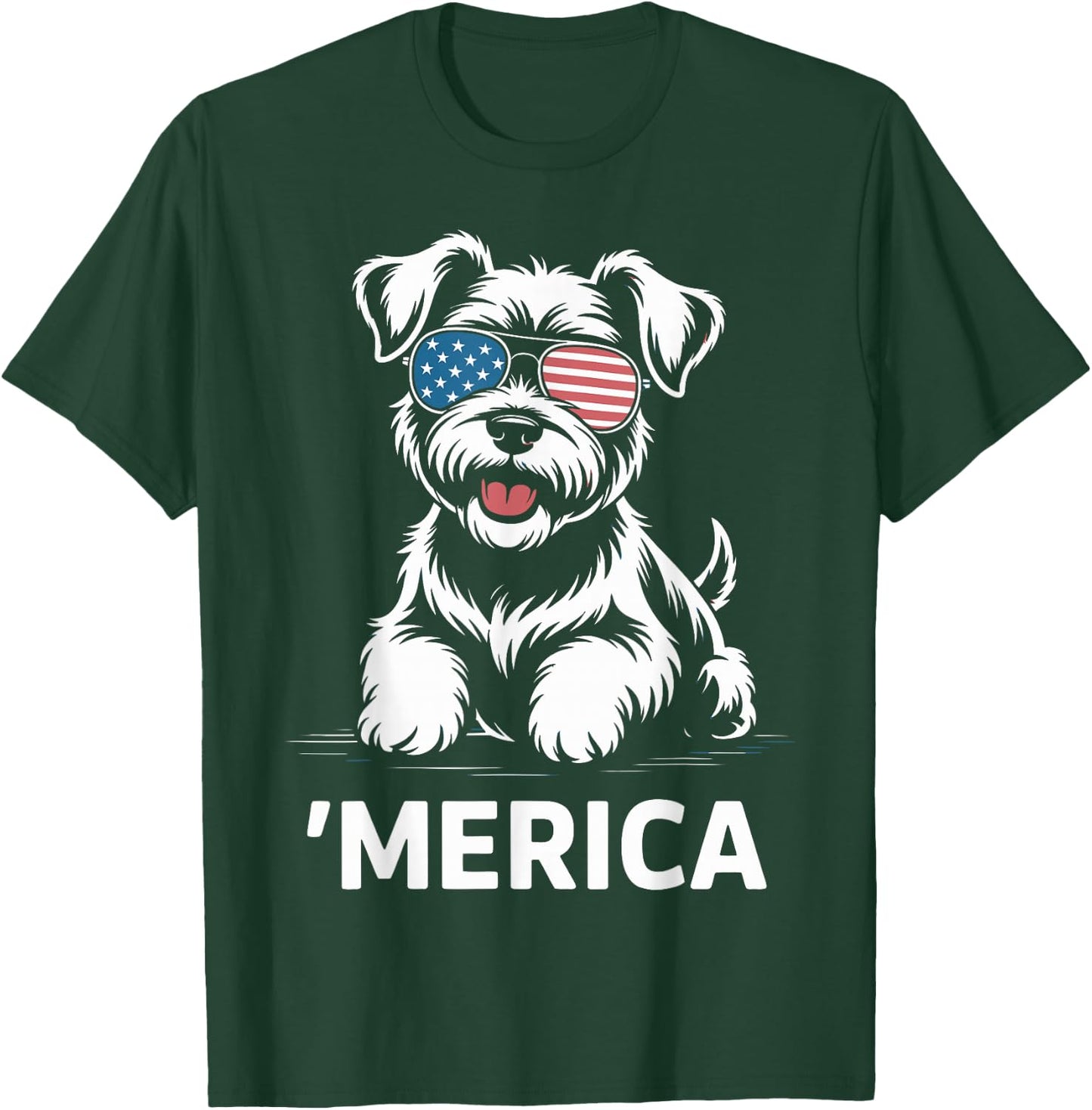 Miniature Schnauzer 4th of July ‘Merica Patriotic T-Shirt - T-Shirt | Forest