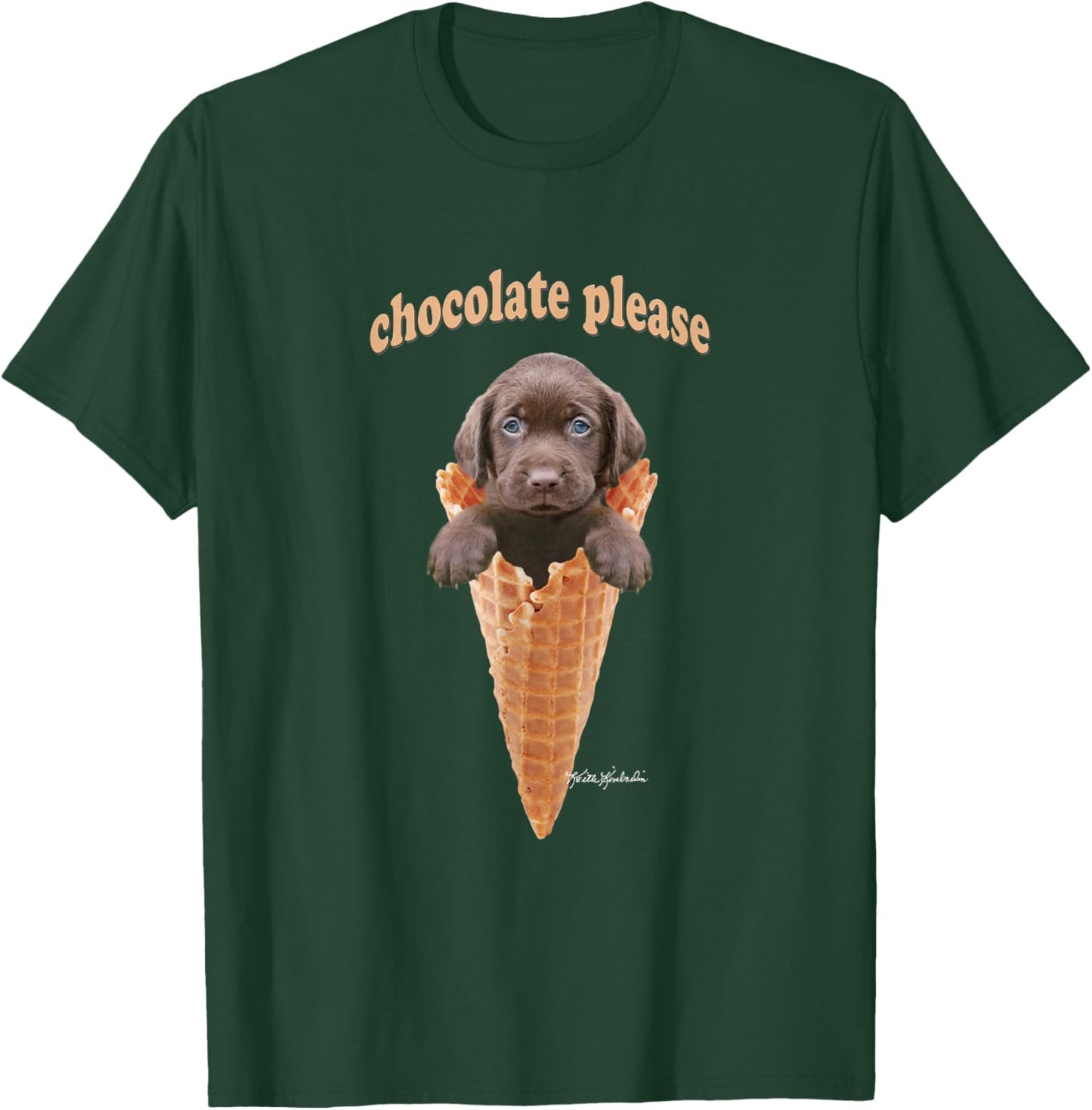 Chocolate Lab Puppy Ice Cream Cone Cute Dog Men Women Girls Kids T-Shirt - T-Shirt | Forest