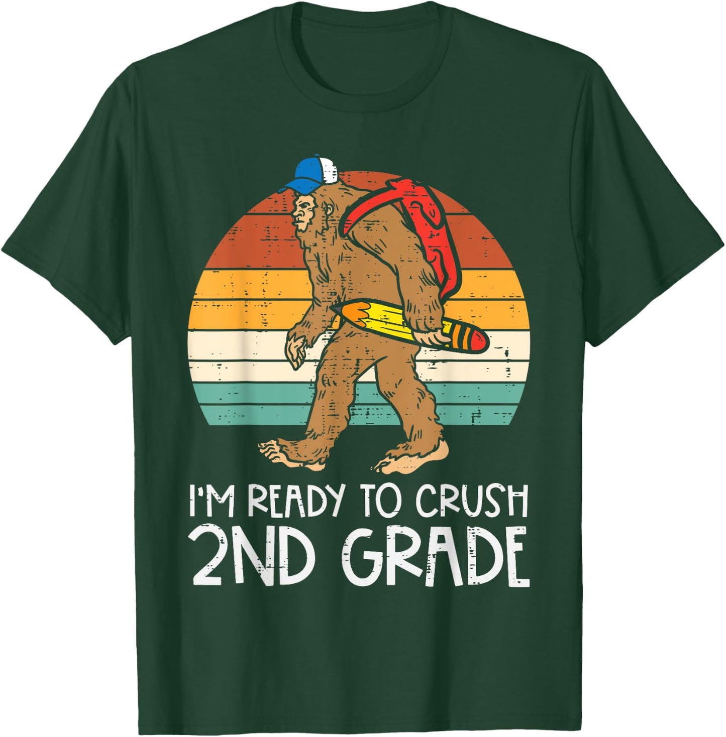 Bigfoot Sasquatch Crush 2nd Grade Second First Day Of School T-Shirt - T-Shirt | Forest