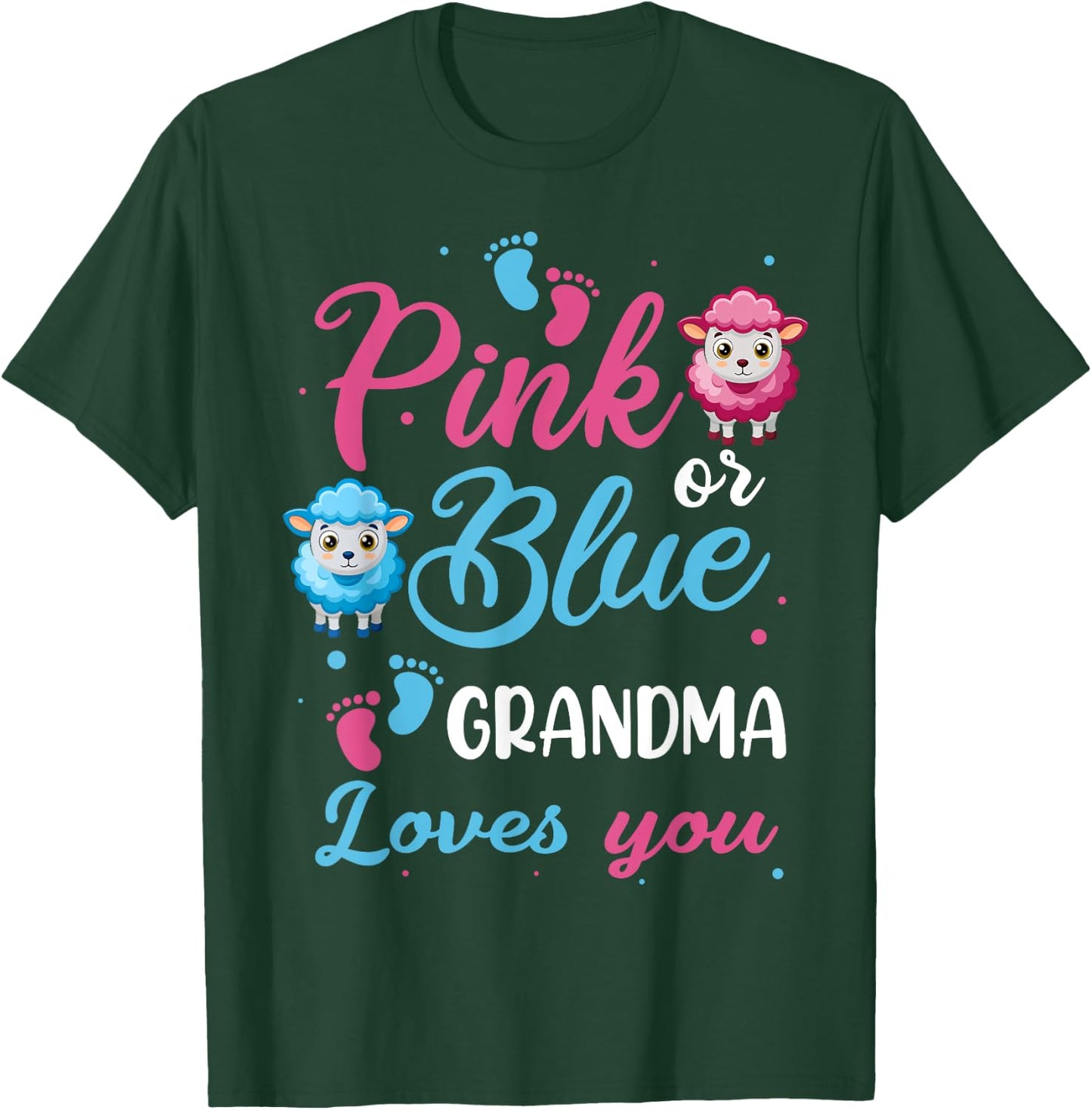 Pink Or Blue Grandma Loves You Sheep Baby Shower Party T-Shirt - T-Shirt | Forest