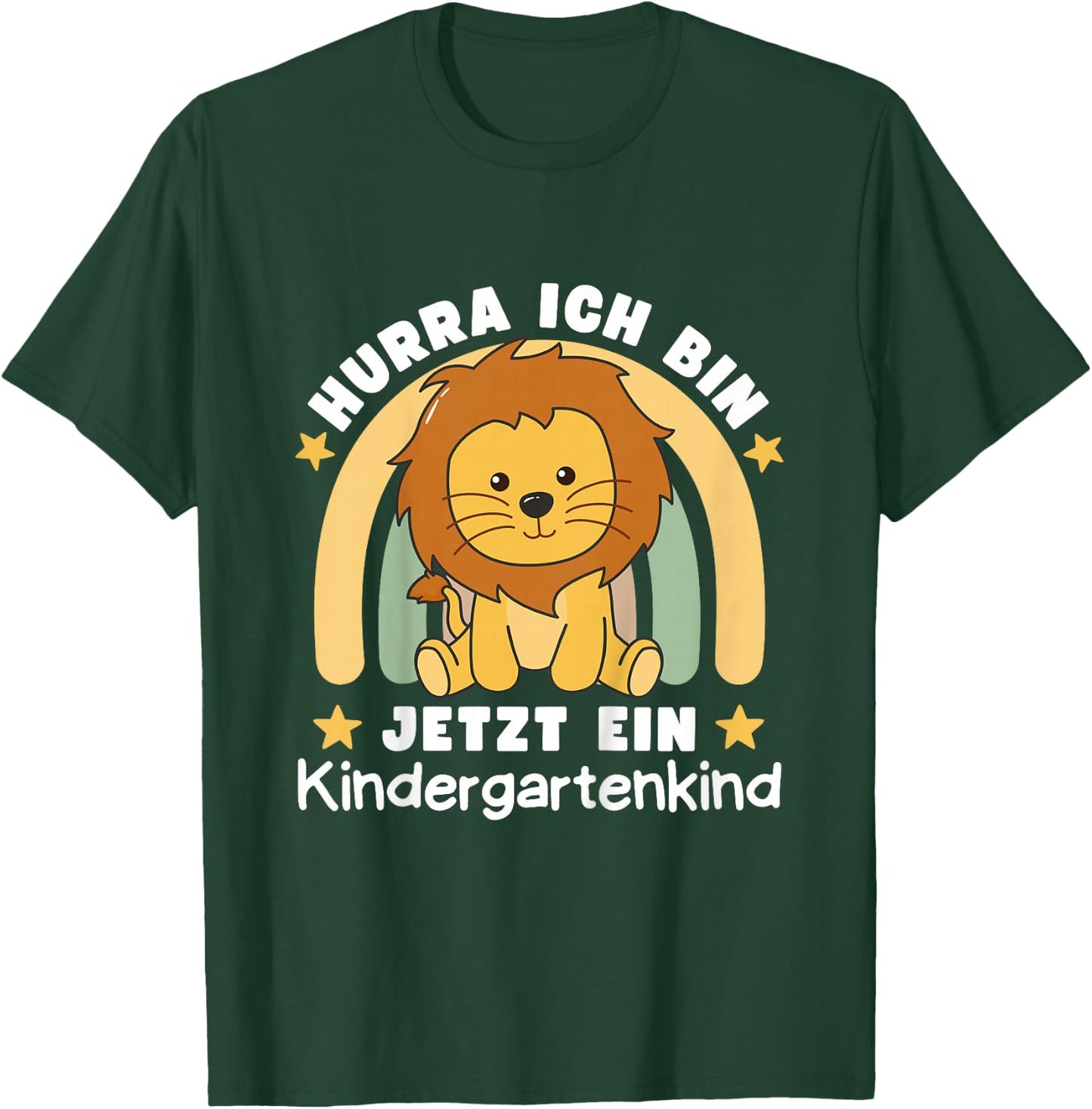 Children's with German Text "Hurra Ich Bin Jetzt Ein Kindergartenkind Löwe", black T-Shirt - T-Shirt | Forest