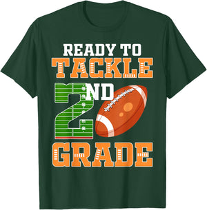 Ready to Tackle 2nd Grade Football Player Second Grade Cheer T-Shirt - T-Shirt | Forest