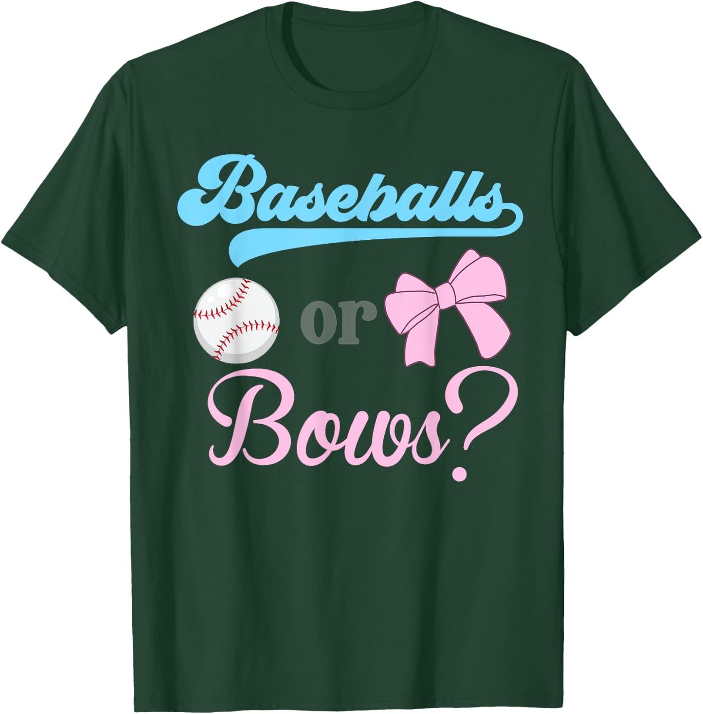 Baseball Or Bows Gender Reveal Party Idea T-Shirt - T-Shirt | Forest