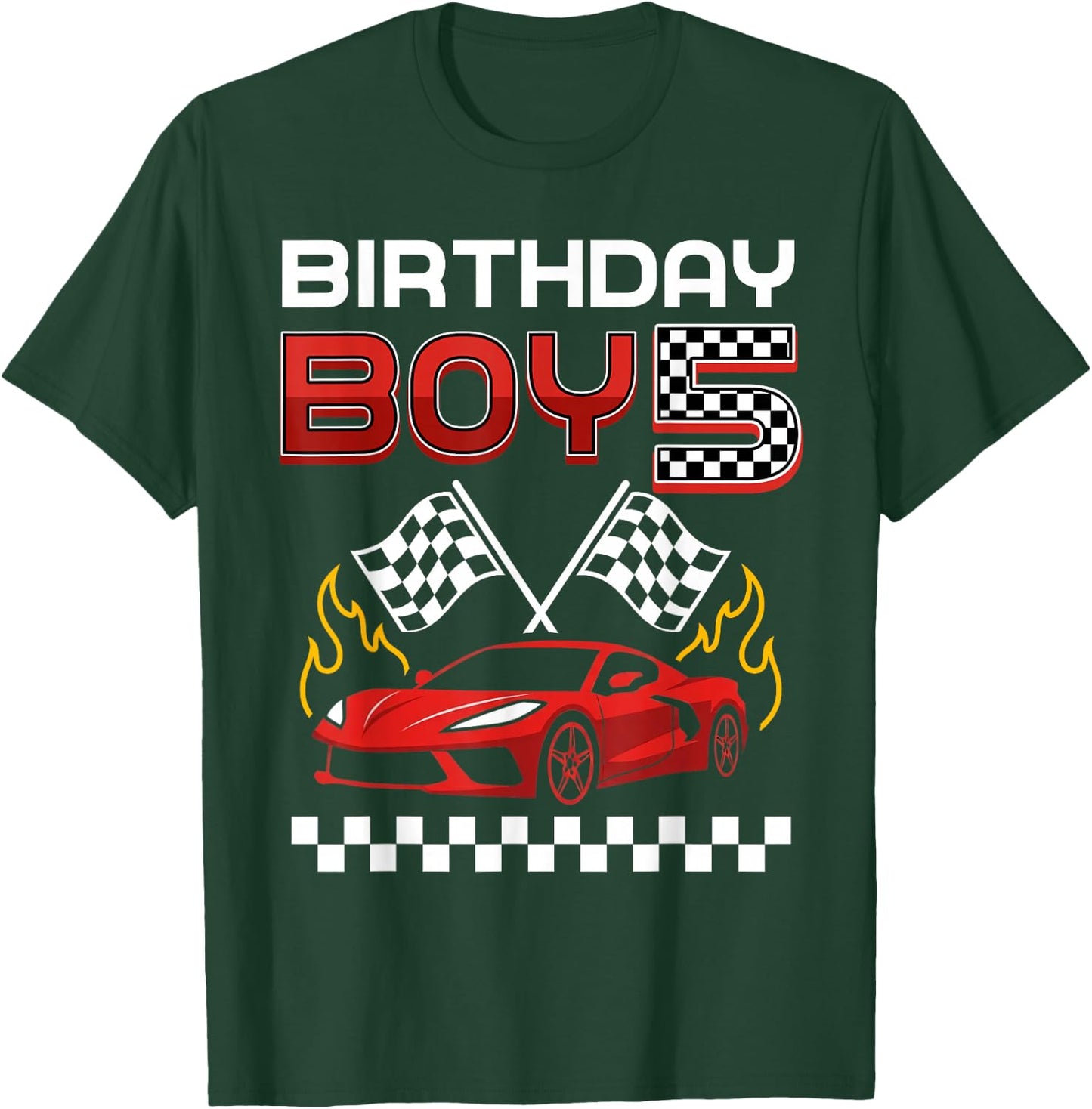 5th Birthday Boy Race Car Racing Car 5 Year Old Boys Kids T-Shirt - T-Shirt | Forest