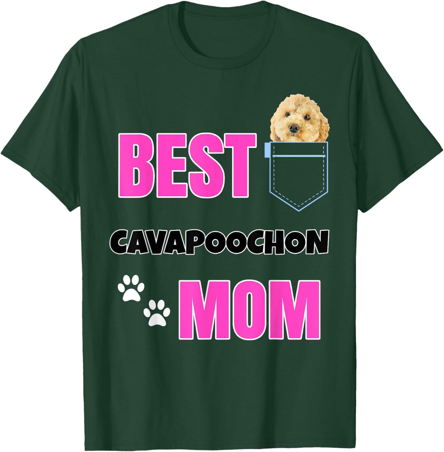 Cavapoochon in pocket Puppy Dog Lover cute Best Poodle Mom Men Women T-Shirt - T-Shirt | Forest