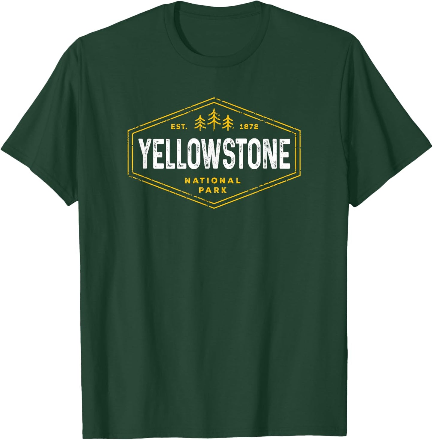 Yellowstone National Park Shirt Vintage Hexagon Badge Hike T-Shirt - T-Shirt | Forest