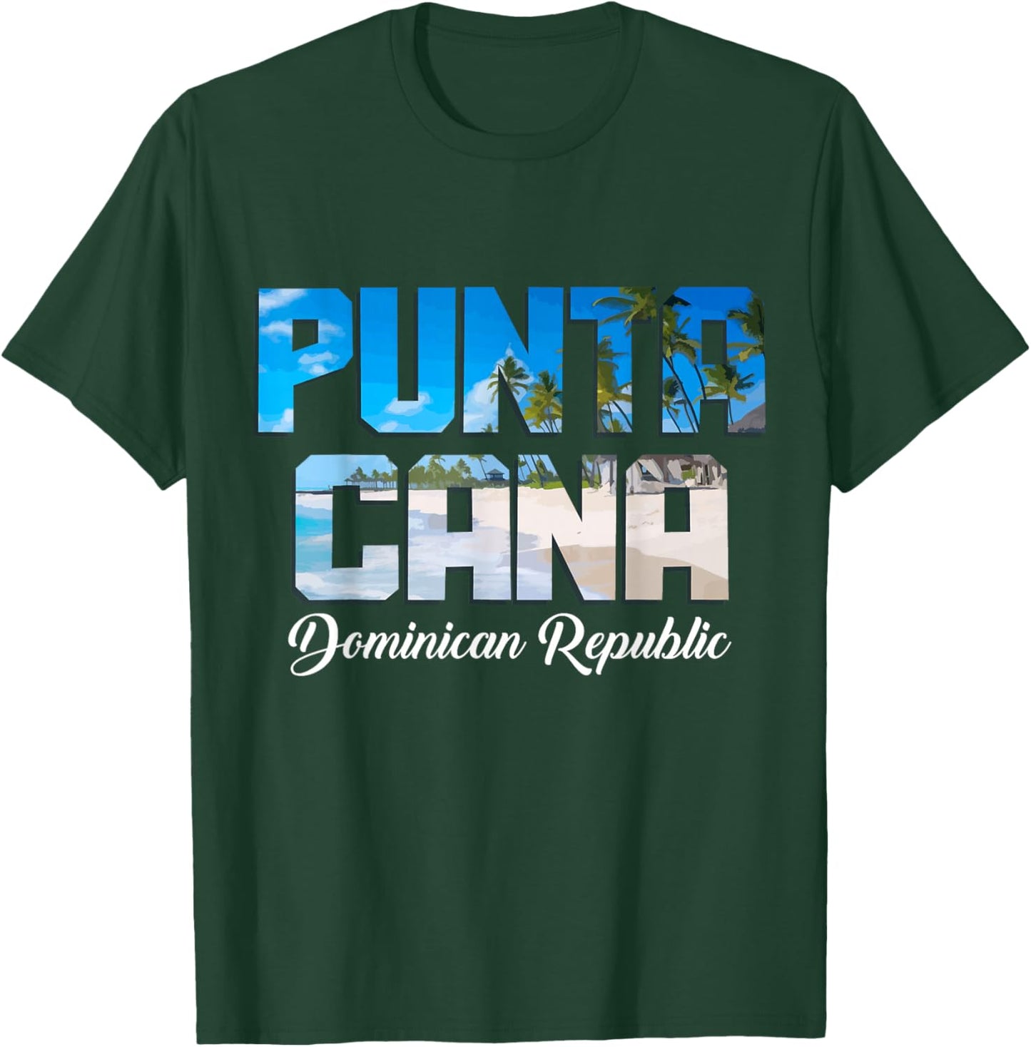 Punta Cana Vintage Souvenir Beach Surfer Dominican Republic , Black T-Shirt - T-Shirt | Forest