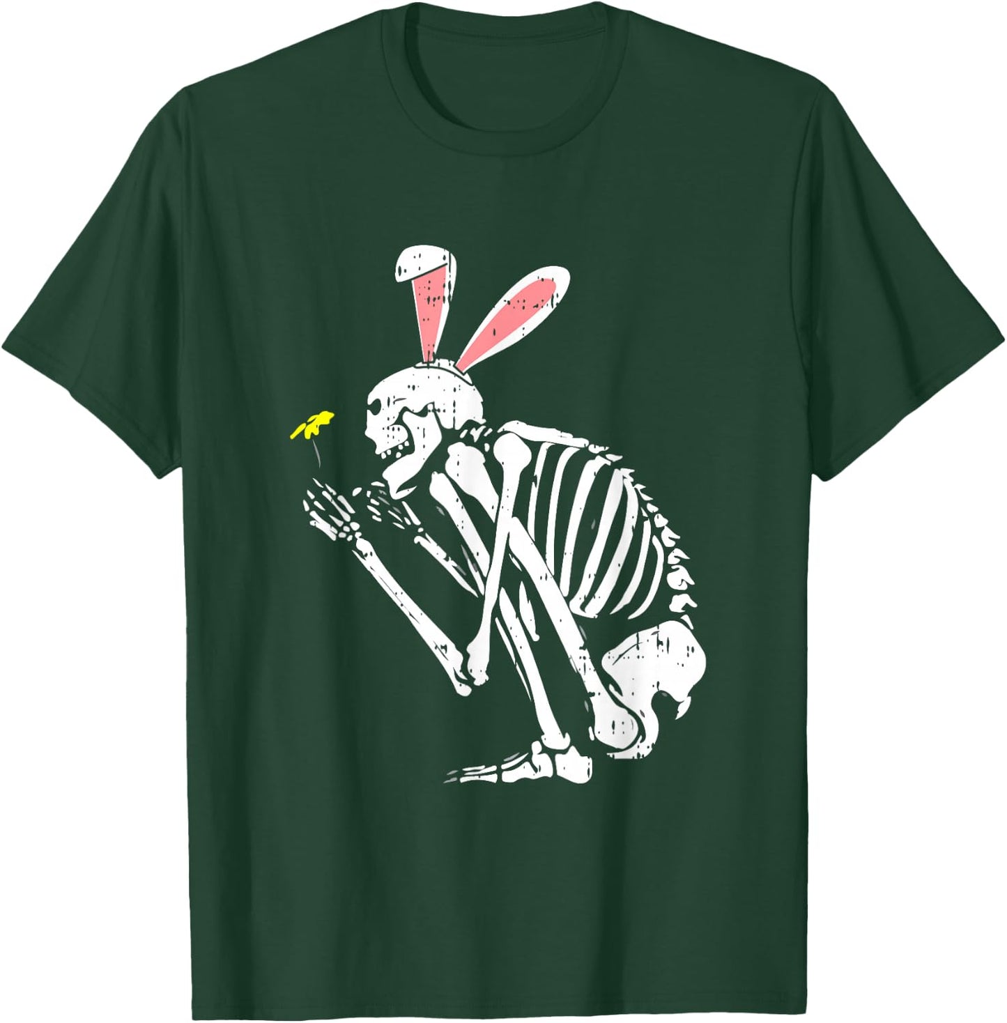Skeleton Bunny Ears Easter Egg Hunting Bones Spring T-Shirt - T-Shirt | Forest