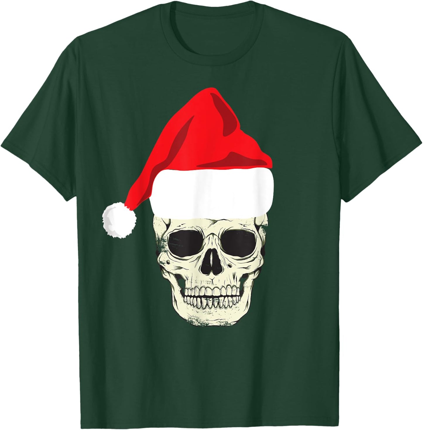 Skull In Santa Hat Christmas Skeleton Christmas T-Shirt - T-Shirt | Forest