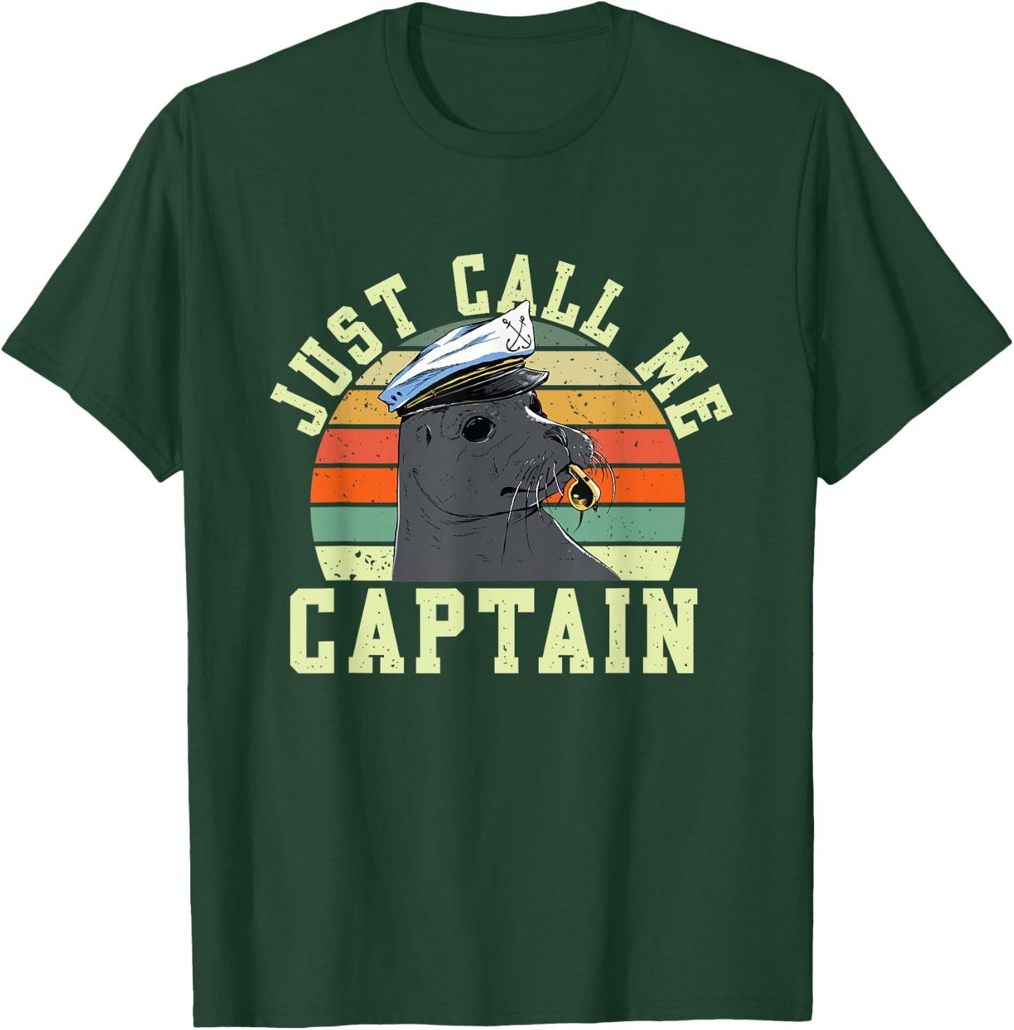 Retro Just Call Me Captain | Seal Seaman | Sailor T-Shirt - T-Shirt | Forest