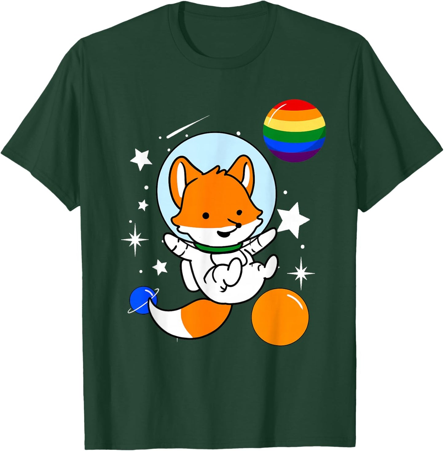 Fox Astronaut Gay Pride T-Shirt - T-Shirt | Forest