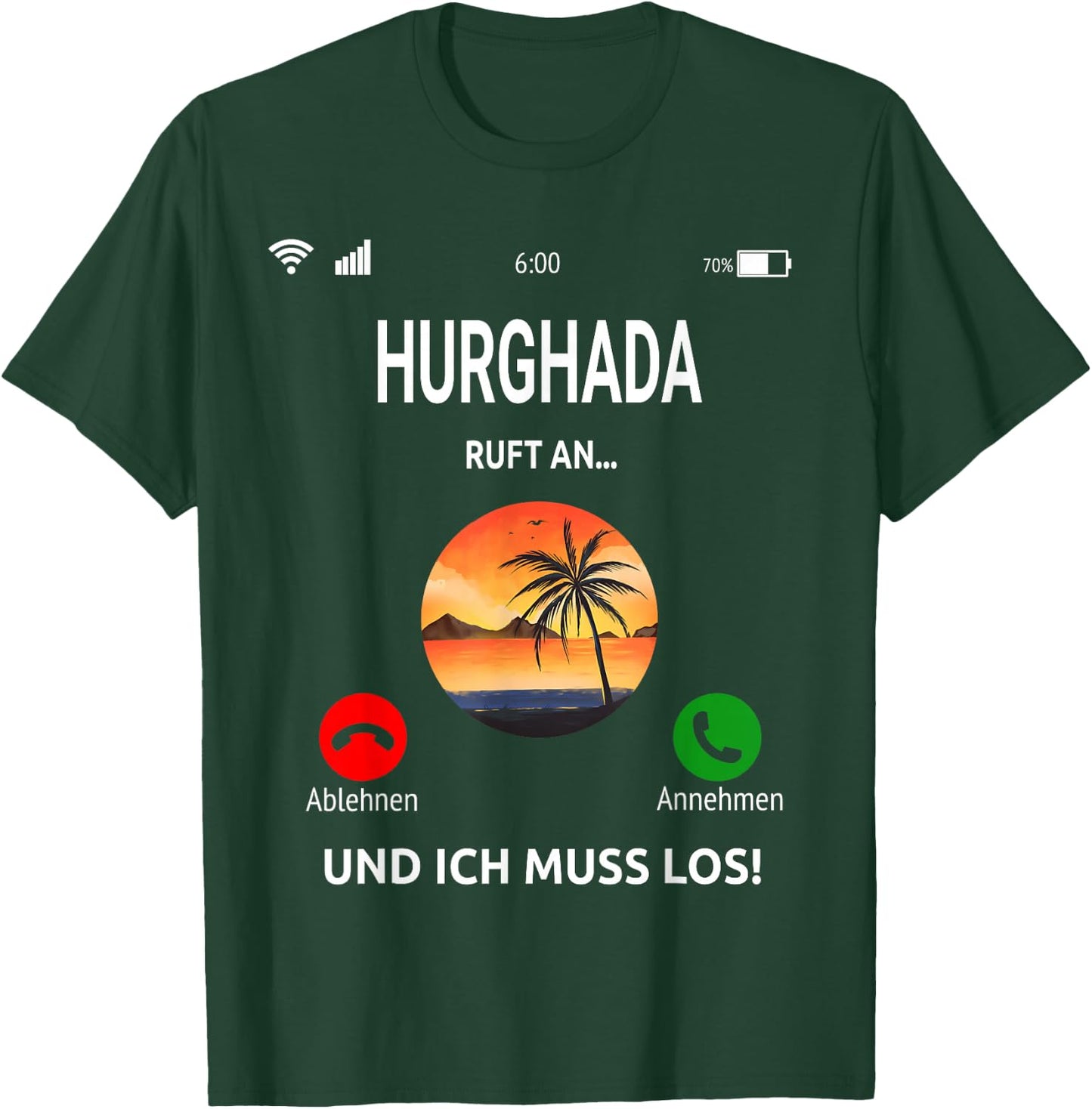 Hurghada Ruft An Design Strand Palmen Urlaub Ägypten T-Shirt - T-Shirt | Forest