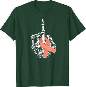 Fuck Uterine Cancer Middle Finger Uterus Cancer Awareness T-Shirt - T-Shirt | Forest