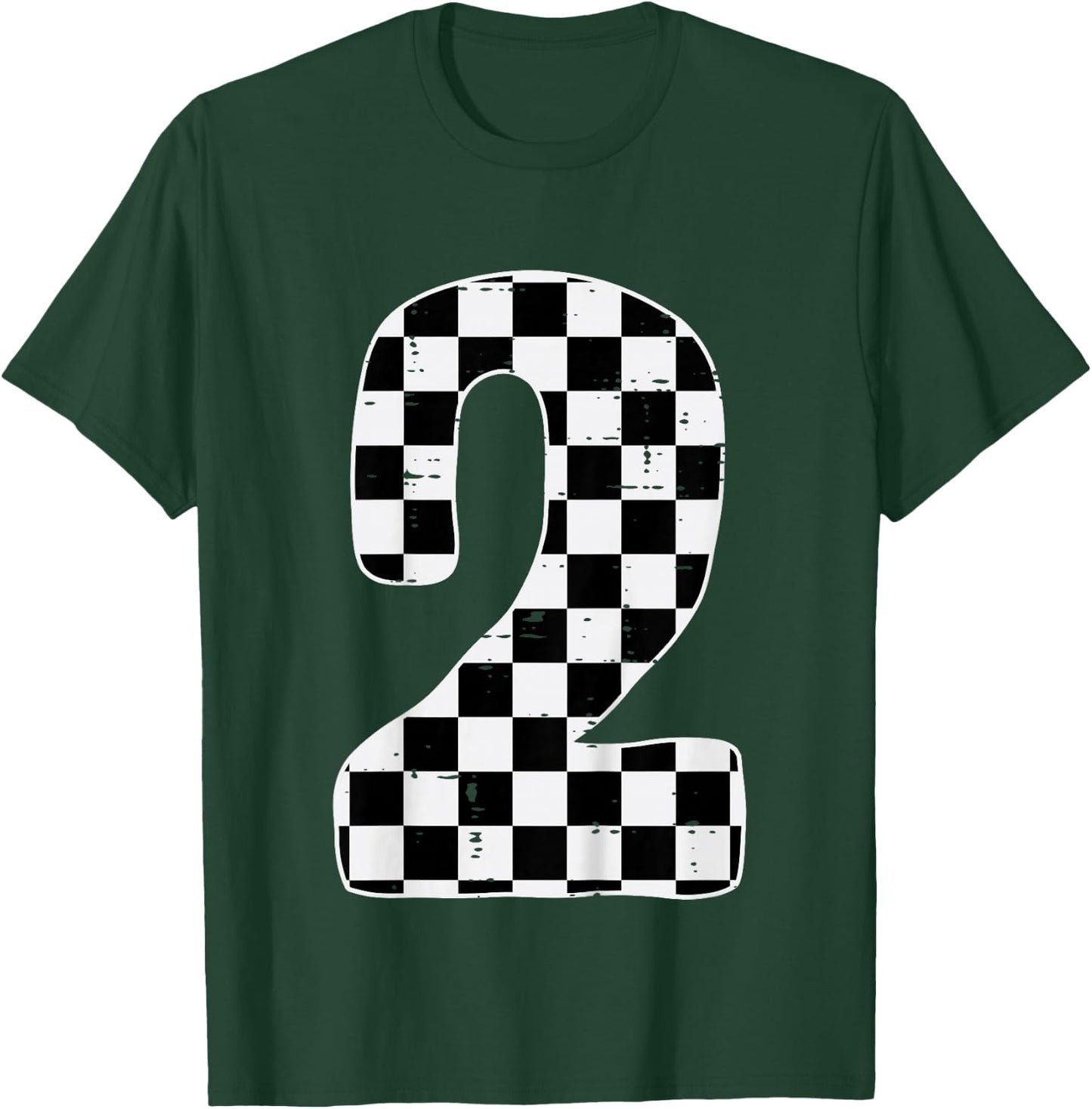 2nd Birthday 2 Racing Flag Two Year Old Bday Boys Girls Kids T-Shirt - T-Shirt | Forest