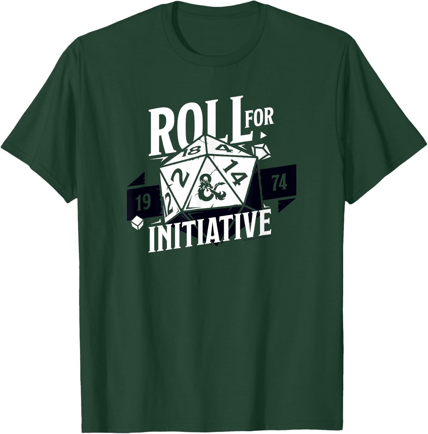 Dungeons & Dragons Roll For Initiative 1974 Text Logo T-Shirt - T-Shirt | Forest
