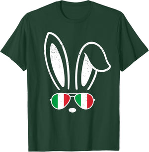 Bunny Ears Sunglasses Funny Easter 2025 Italy Flag Italian T-Shirt - T-Shirt | Forest