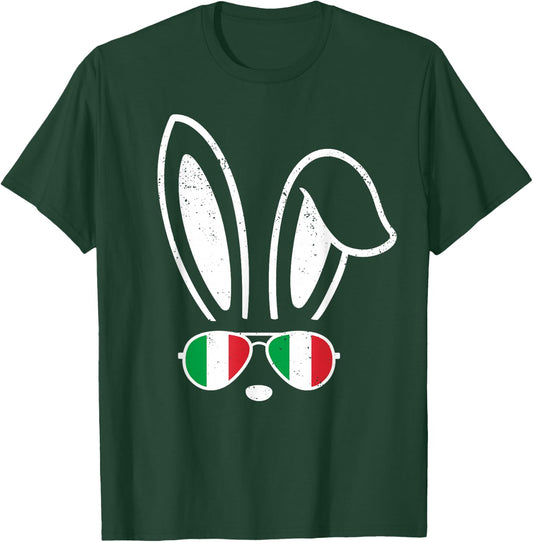 Bunny Ears Sunglasses Funny Easter 2025 Italy Flag Italian T-Shirt - T-Shirt | Forest