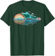 Cool Retro Banjo Mountains & Sun | Funny Bluegrass Fan Gift T-Shirt - T-Shirt | Forest