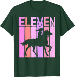 Horse Girl 11th Birthday Horseback Riding 11 Year Old T-Shirt - T-Shirt | Forest