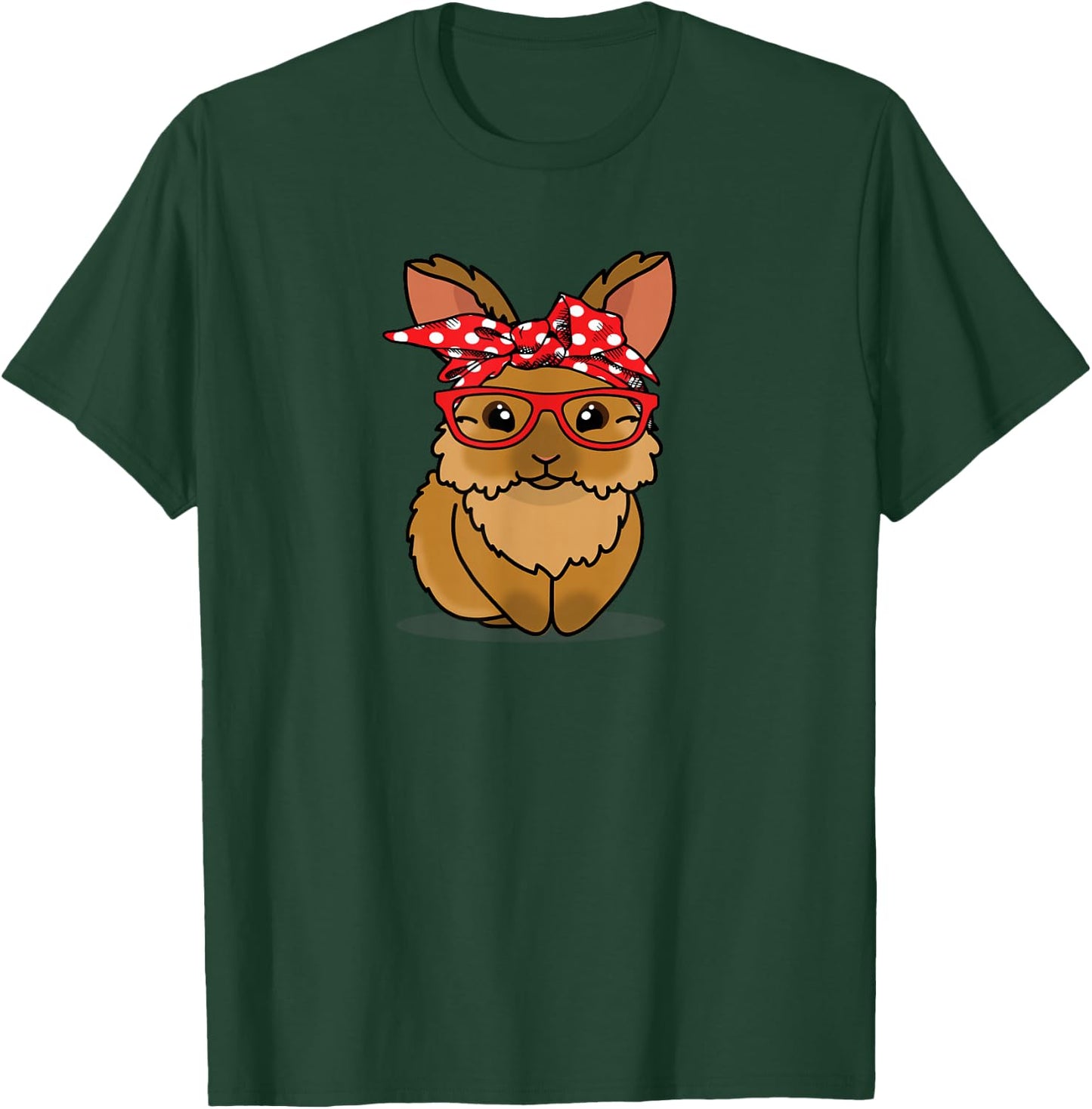 Funny Red Bandana Glasses Mom Lionhead Rabbit Lover T-Shirt - T-Shirt | Forest