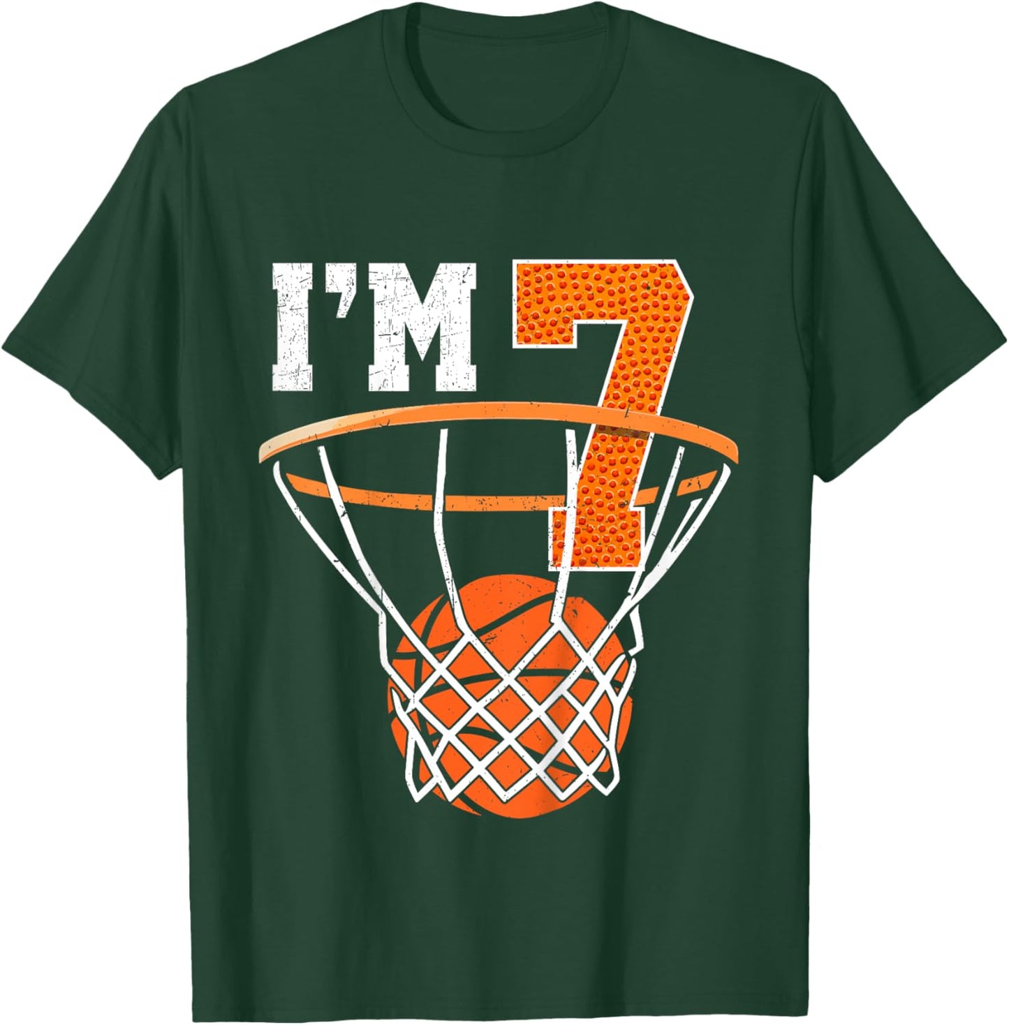 Kids 7th Birthday Shirt Boy Basketball Kids Seven Year Old T-Shirt - T-Shirt | Forest
