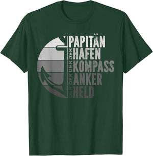 Herren Papitän Papa Kapitän Vatertag Captain Anker Segler Schiffer T-Shirt - T-Shirt | Forest