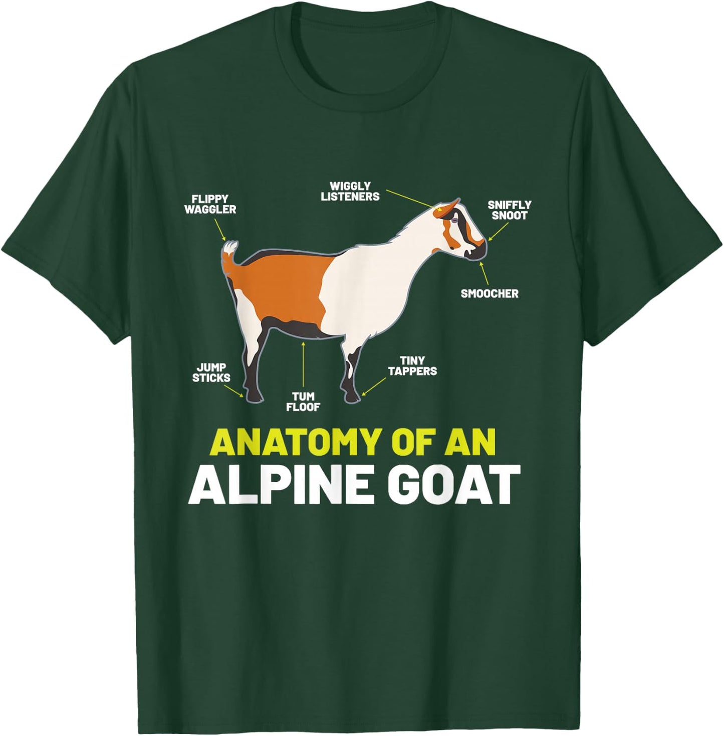 Anatomy Funny Farm Animal Humor Cute Lovers Alpine Goat T-Shirt - T-Shirt | Forest