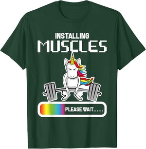 Installing Muscles - Unicorn Loading Shirt T-Shirt - T-Shirt | Forest