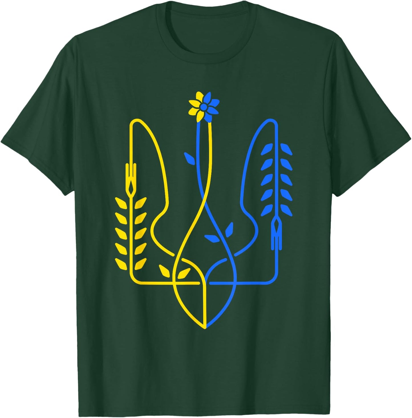 Ukrainian Flag Ukraine Gold Trident Symbol , Black, S T-Shirt - T-Shirt | Forest
