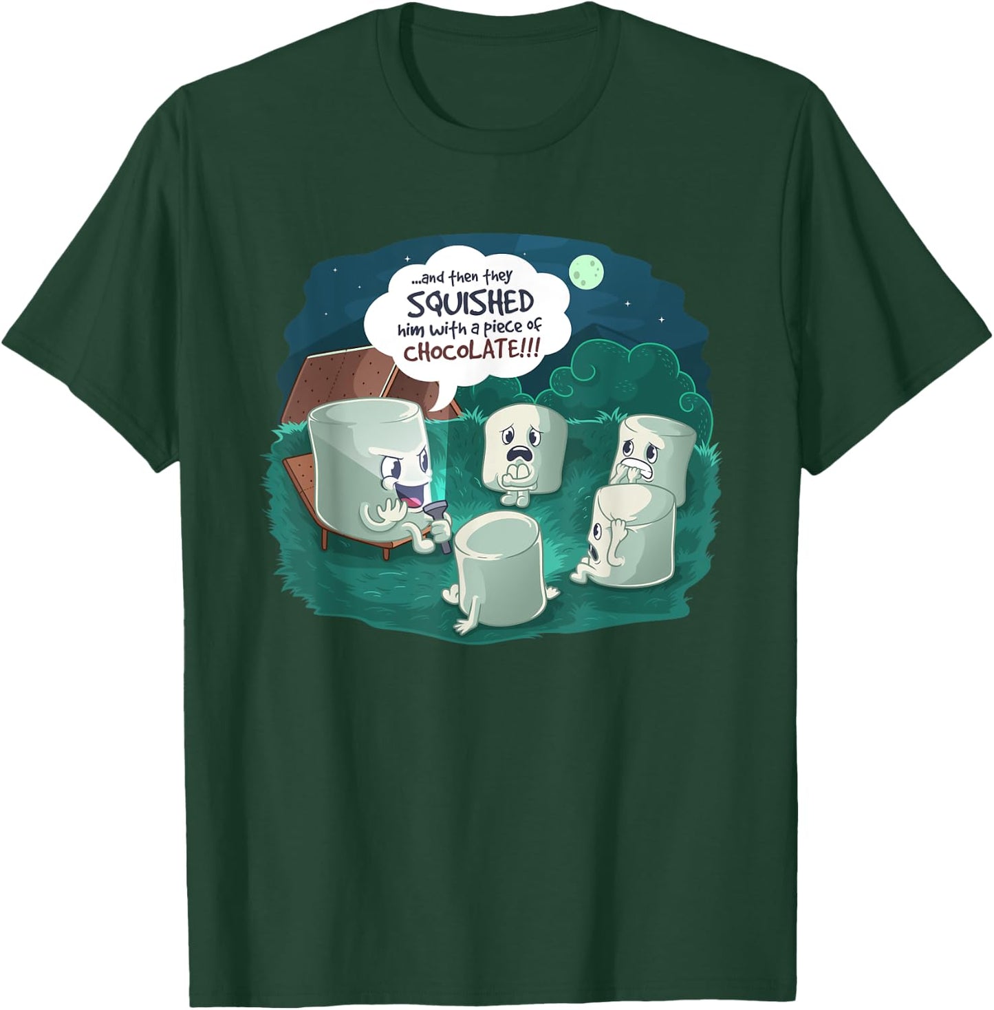 Funny Cute Marshmallow Scary Campfire Story T-Shirt - T-Shirt | Forest