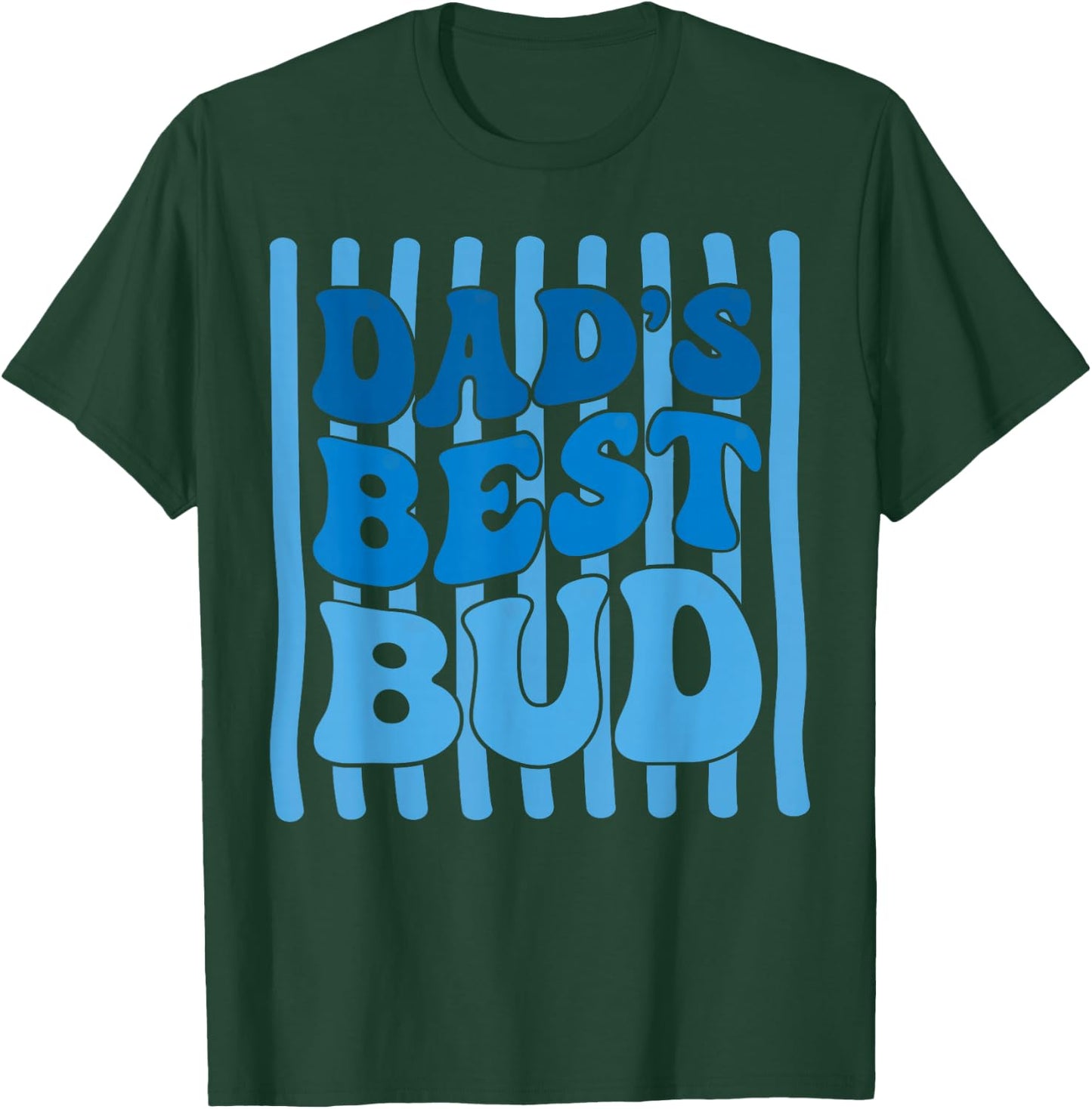 Striped Dad's Best Bud Boys Youth Kids Father's Day T-Shirt - T-Shirt | Forest