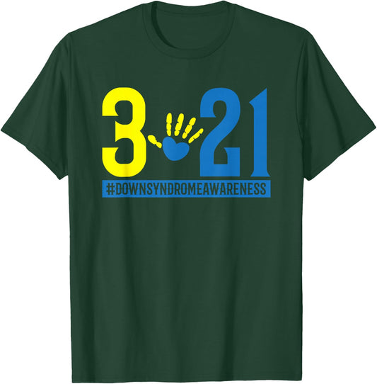 Blue Yellow Heart 21 World Down Syndrome Awareness Day 3 21 T-Shirt - T-Shirt | Forest