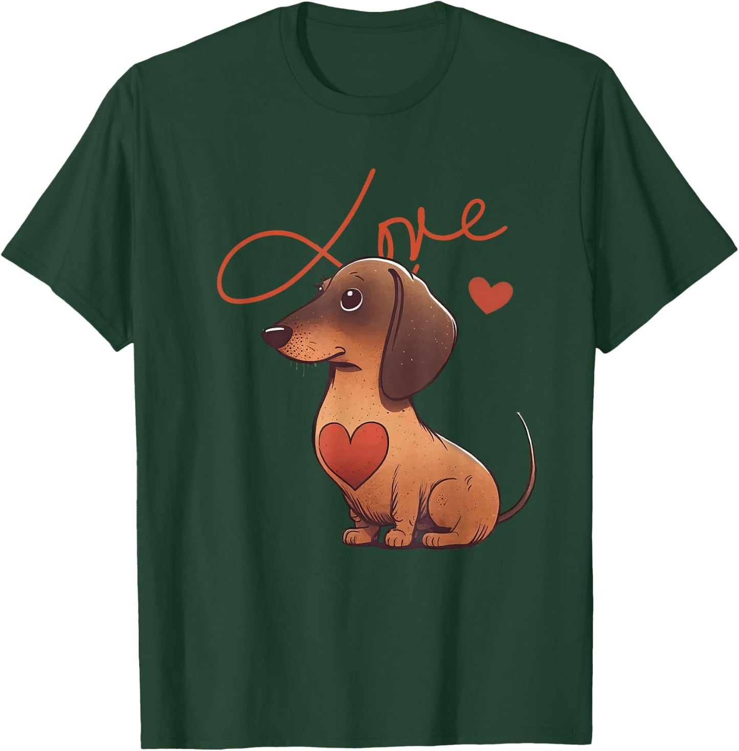Dachshund Dog with Heart Decoration, Dachshundlove , black T-Shirt - T-Shirt | Forest