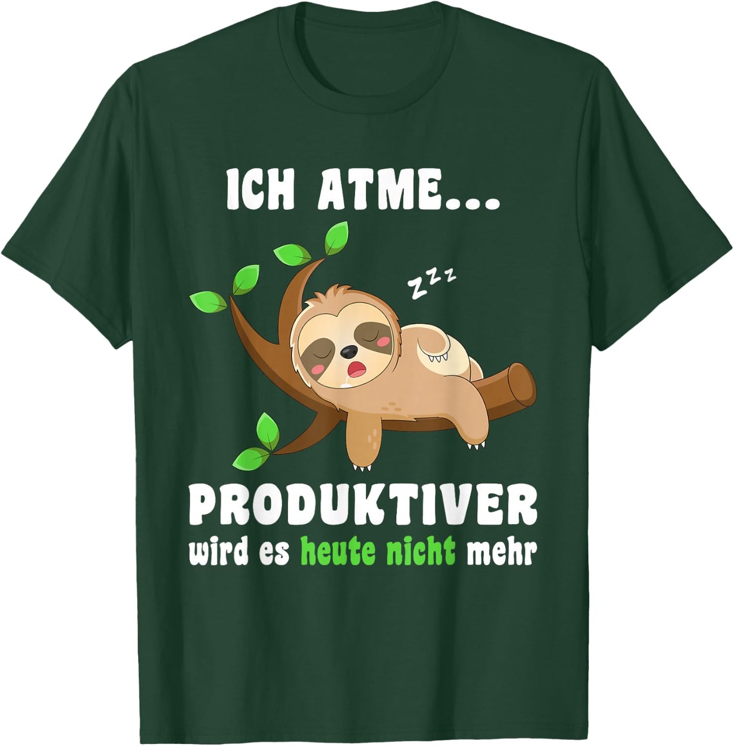 Sloth Sleep Shirt Ich atme Produktiver Funny Sloth , black T-Shirt - T-Shirt | Forest