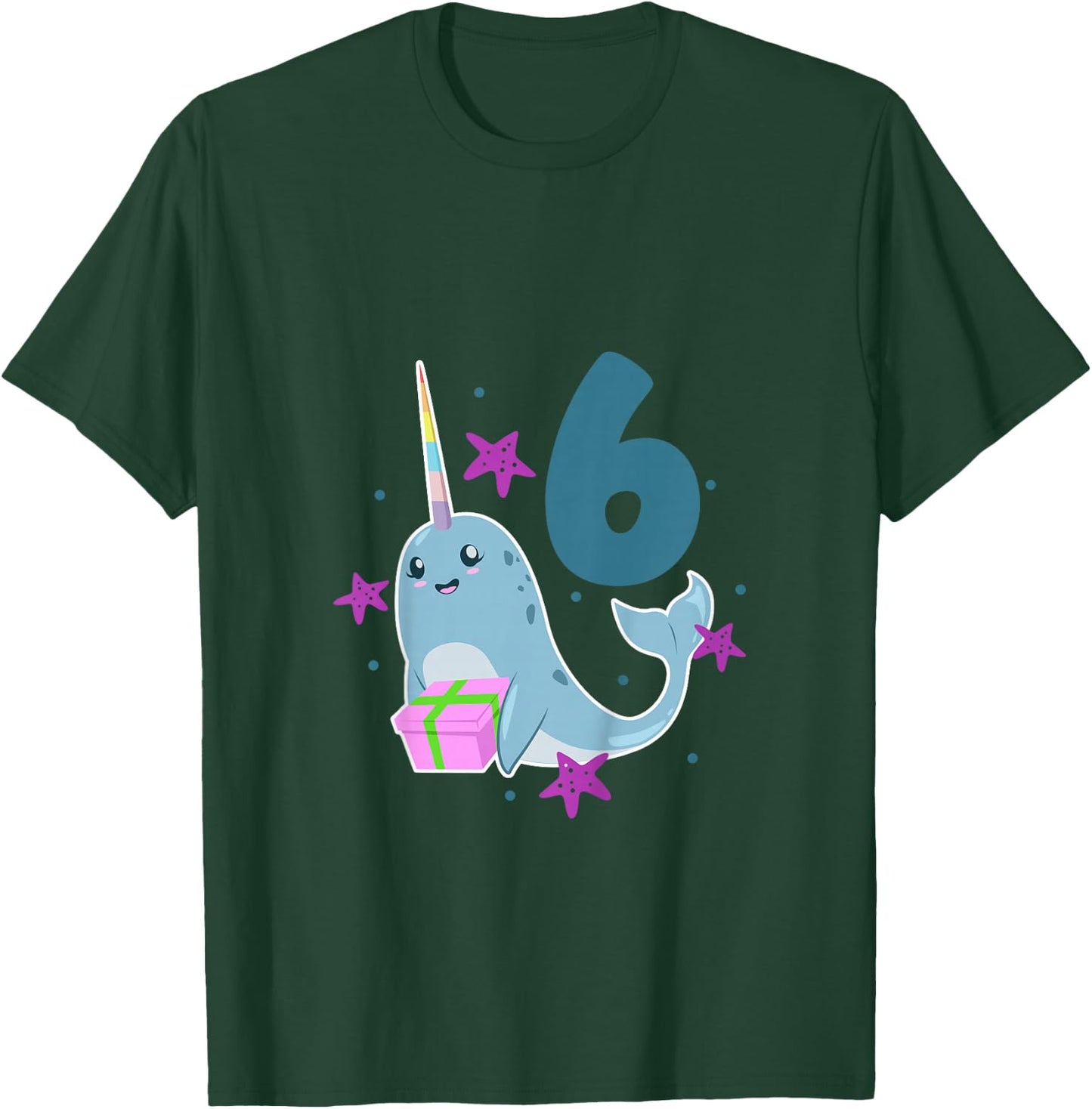 Kids I am 6 with narwhal - kids birthday 6 years old T-Shirt - T-Shirt | Forest