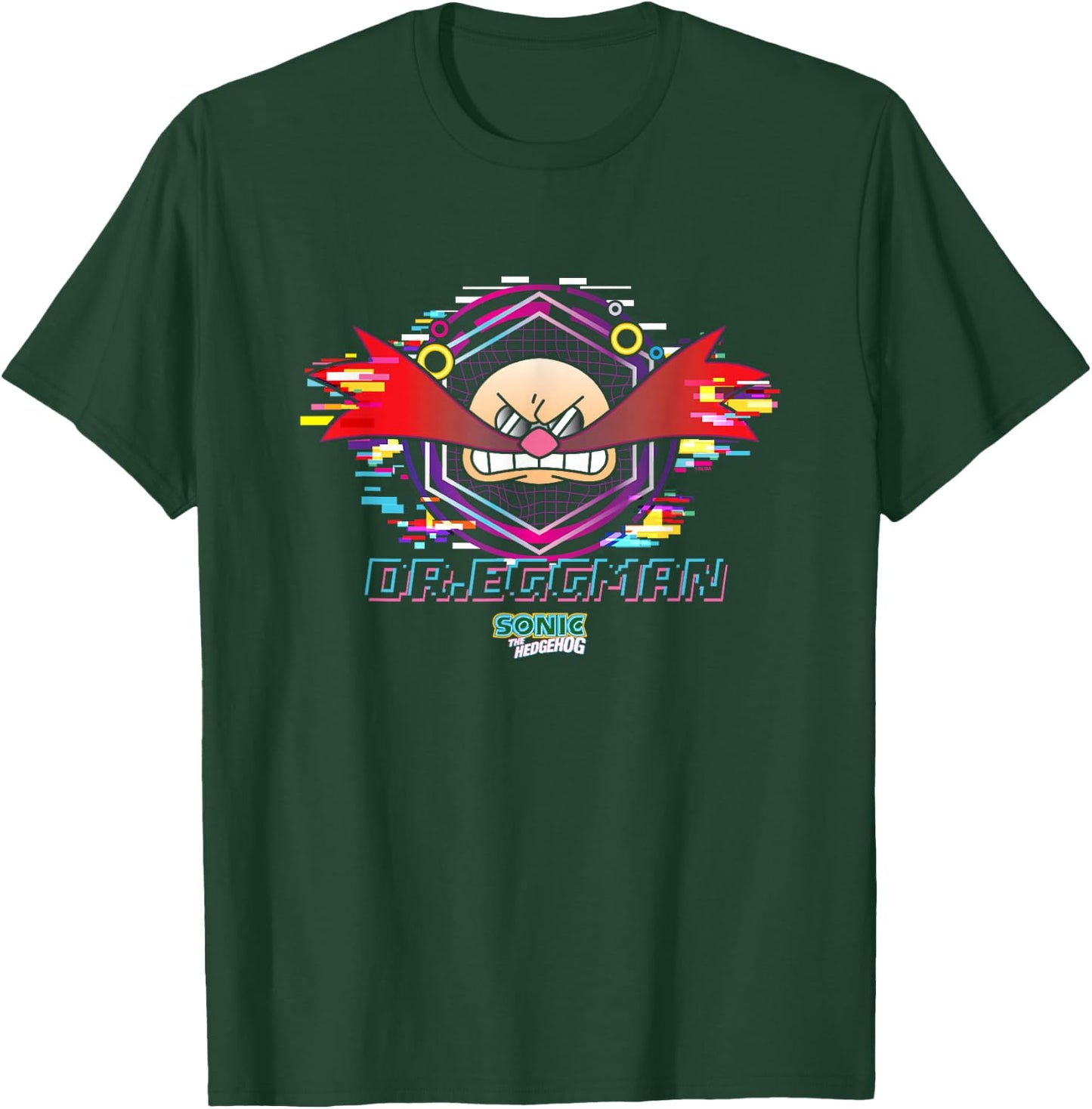 Sonic The Hedgehog Dr. Eggman Glitched Out Face Logo T-Shirt - T-Shirt | Forest