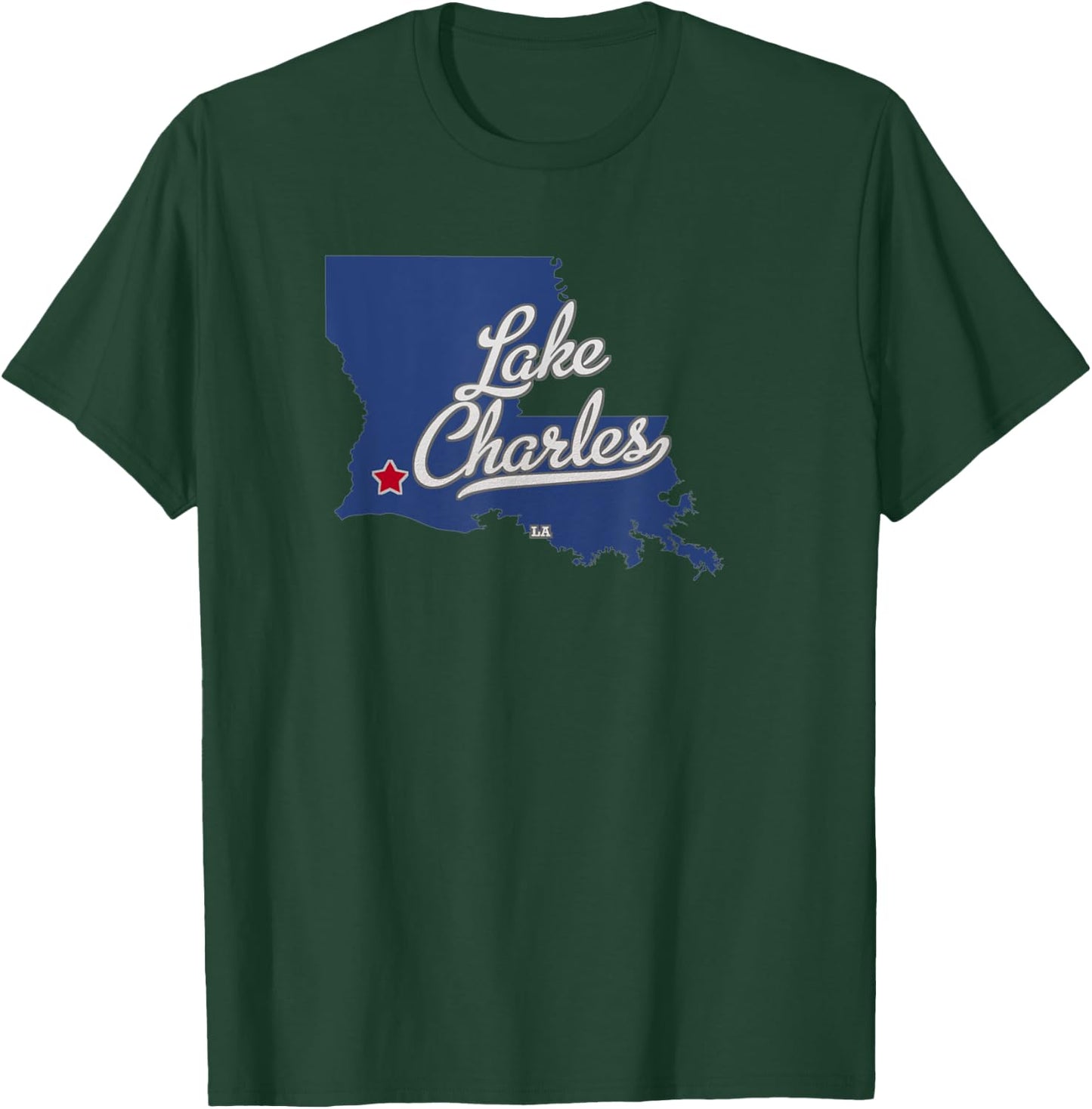 Lake Charles Louisiana LA Map T-Shirt - T-Shirt | Forest