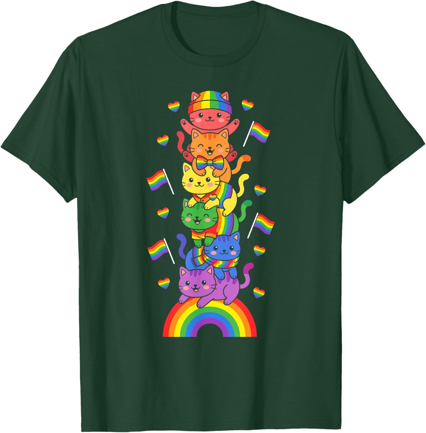 Lustige LGBT Katze Regenbogen Lesben Gay Pride Frauen Männer T-Shirt - T-Shirt | Forest