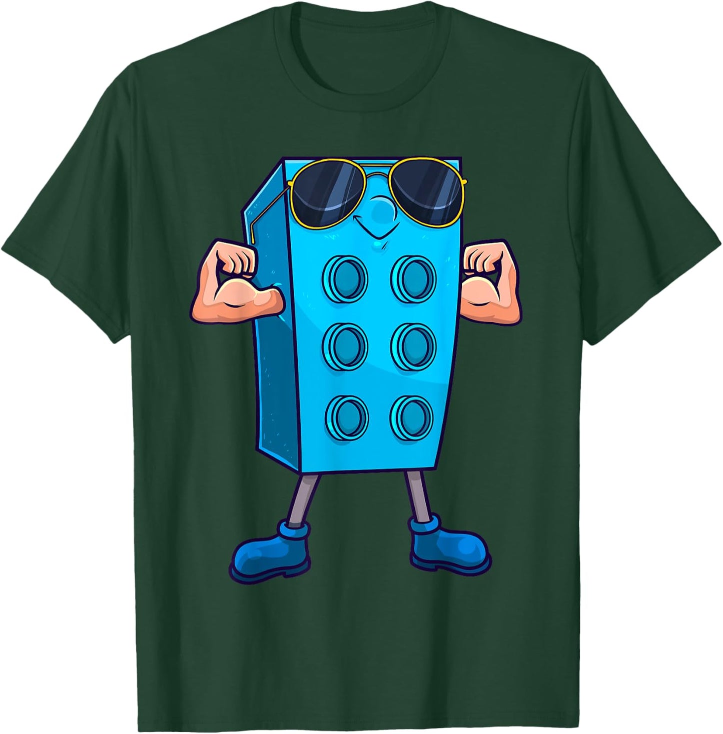 Brick Builder Master Building Blocks Birthday Funny Kids Boy T-Shirt - T-Shirt | Forest