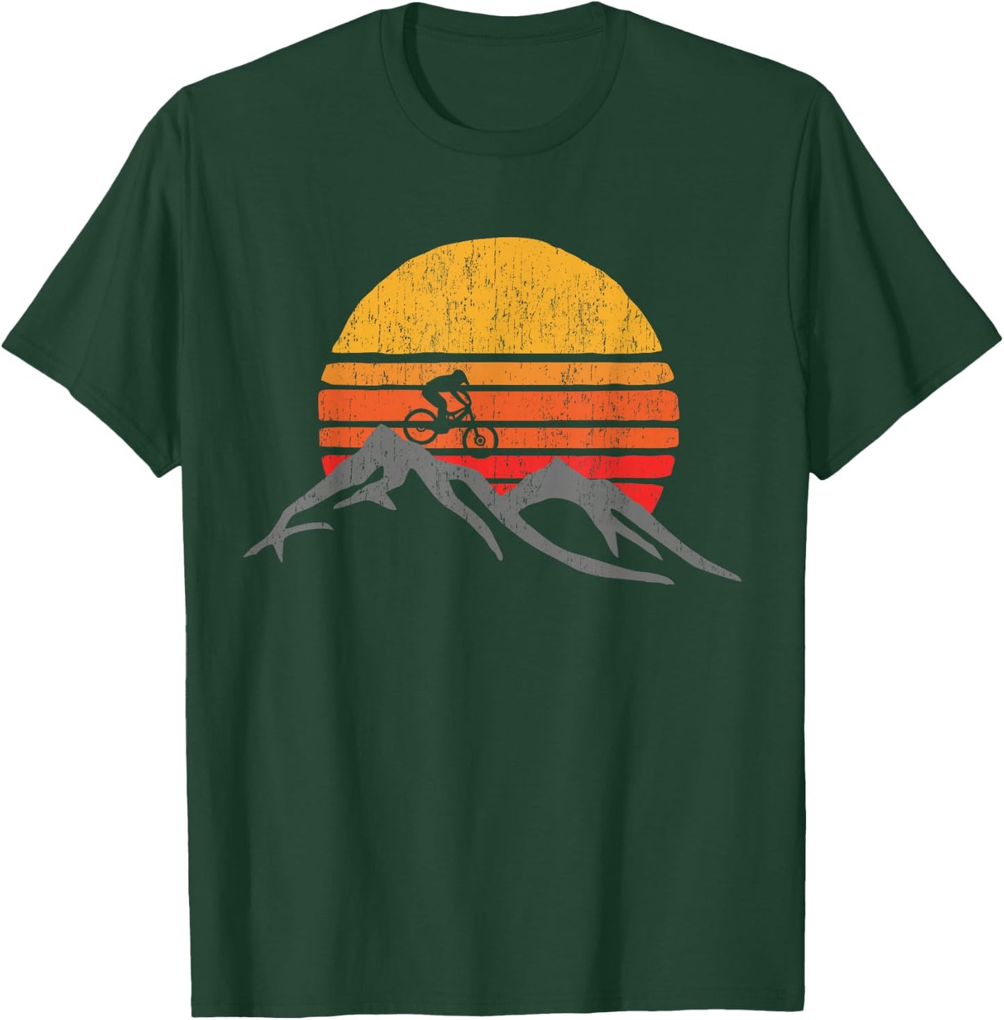 Mountain Bike Vintage Sunset Design Graphic T-Shirt - T-Shirt | Forest