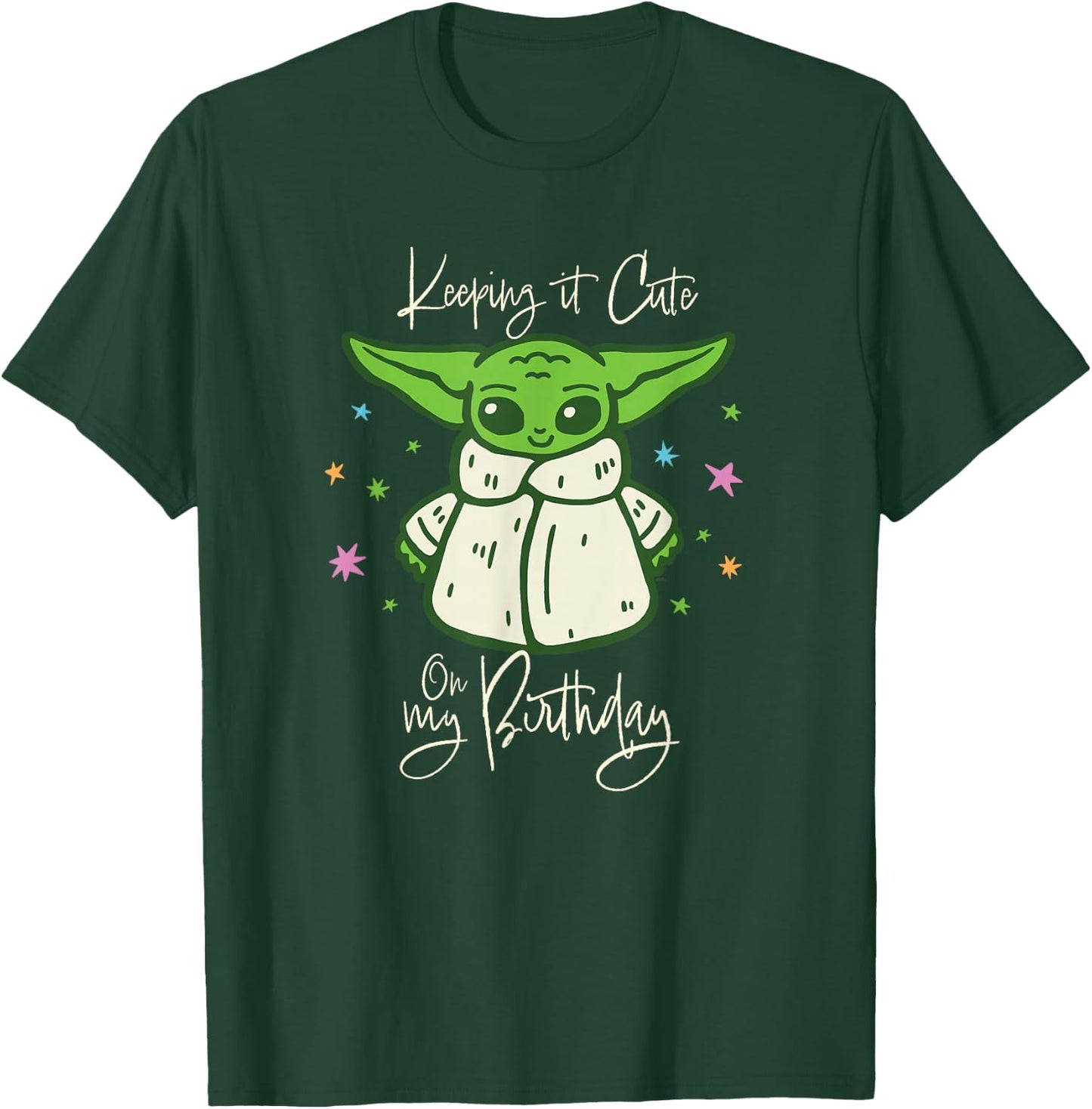 Star Wars Grogu Mandalorian Keeping It Cute on My Birthday T-Shirt - T-Shirt | Forest