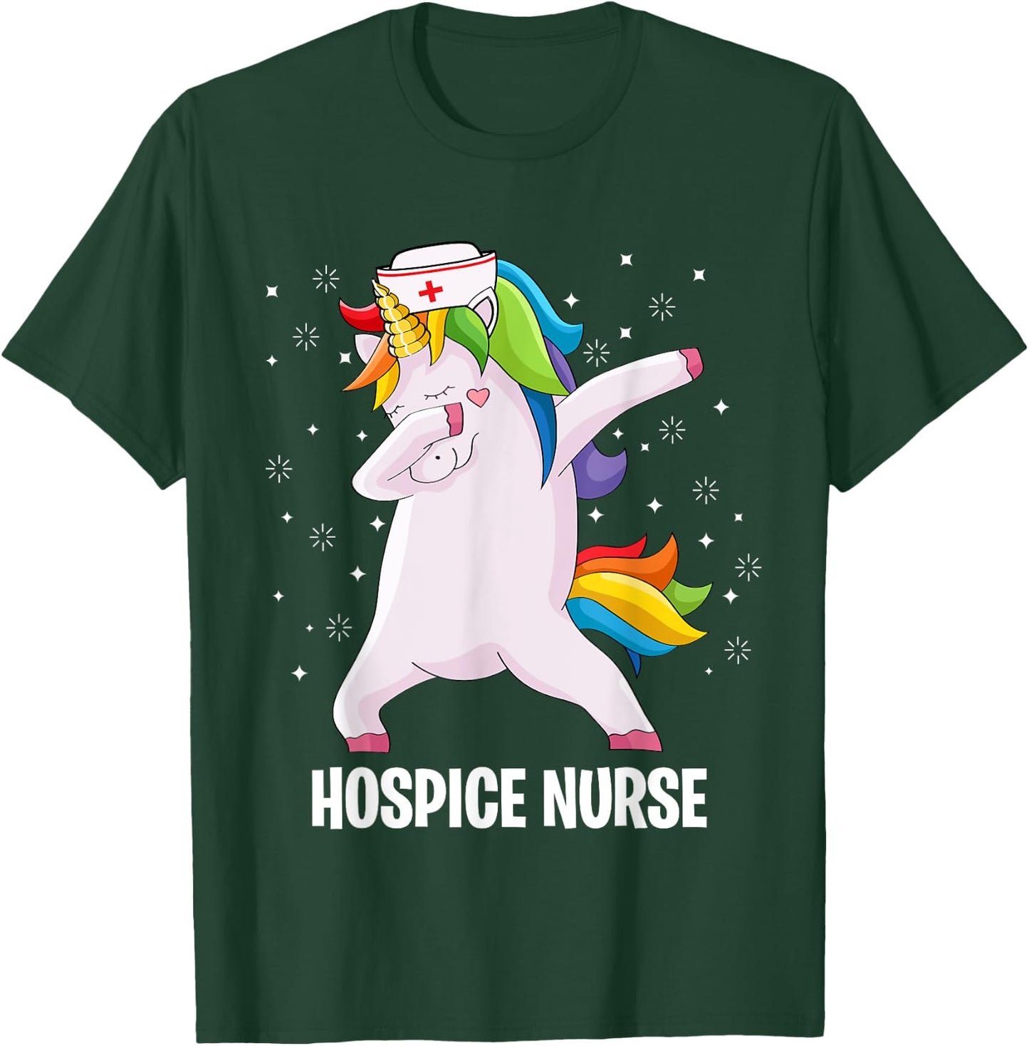 Funny Dabbing Unicorn Hospice Nurse Palliative Nursing T-Shirt - T-Shirt | Forest