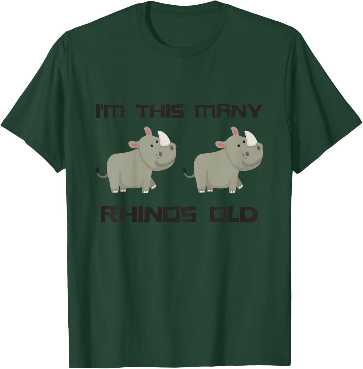 Kids I'm This Many Rhinos Old - Rhino 2nd Birthday 2 Years Old T-Shirt - T-Shirt | Forest
